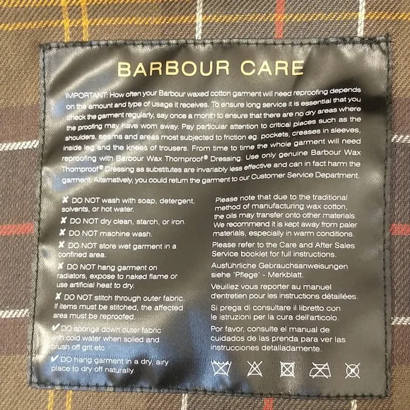 Barbour Wax Cotton Beaufort Jacket Tartan Lined 54" Chest 33" Long Jacket  ApxXL - Picture 11 of 16